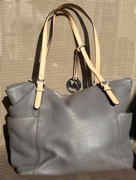 michael kors gray soft leather bag